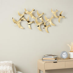 Gold Stainless Steel Metal Bird Minimalistic Flying Home Wall Decor - Wall DecorUmainc