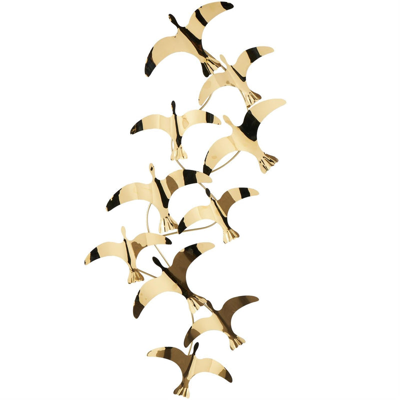 Gold Stainless Steel Metal Bird Minimalistic Flying Home Wall Decor - Wall DecorUmainc