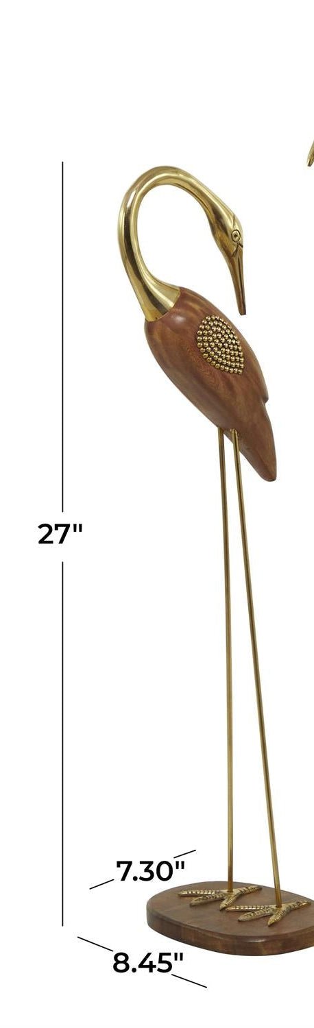 Gold Wood Bird Sculpture – Elegant Nature - Inspired Decor - Sculptures & StatuesUmainc