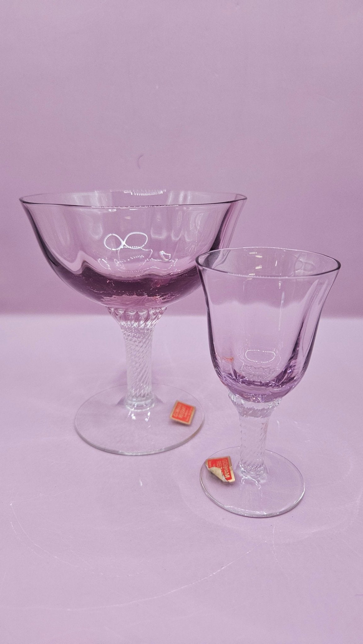 Gorham Reizart Crystal Champagne and Cordial Glass -Plum Color, Elegant  Design