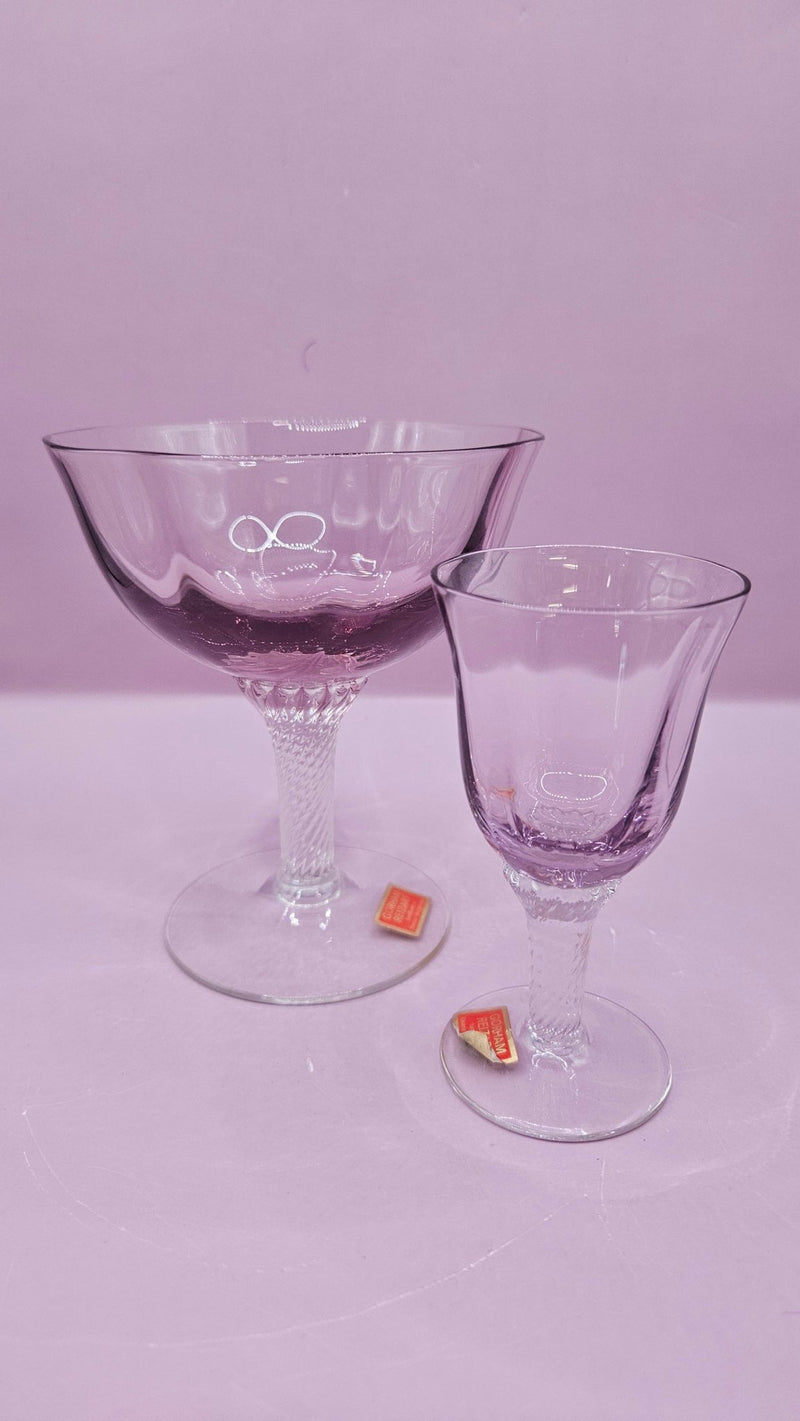 Gorham Reizart Crystal Champagne and Cordial Glass - Plum Color, Elegant Design - DishesLoving Coastal Living