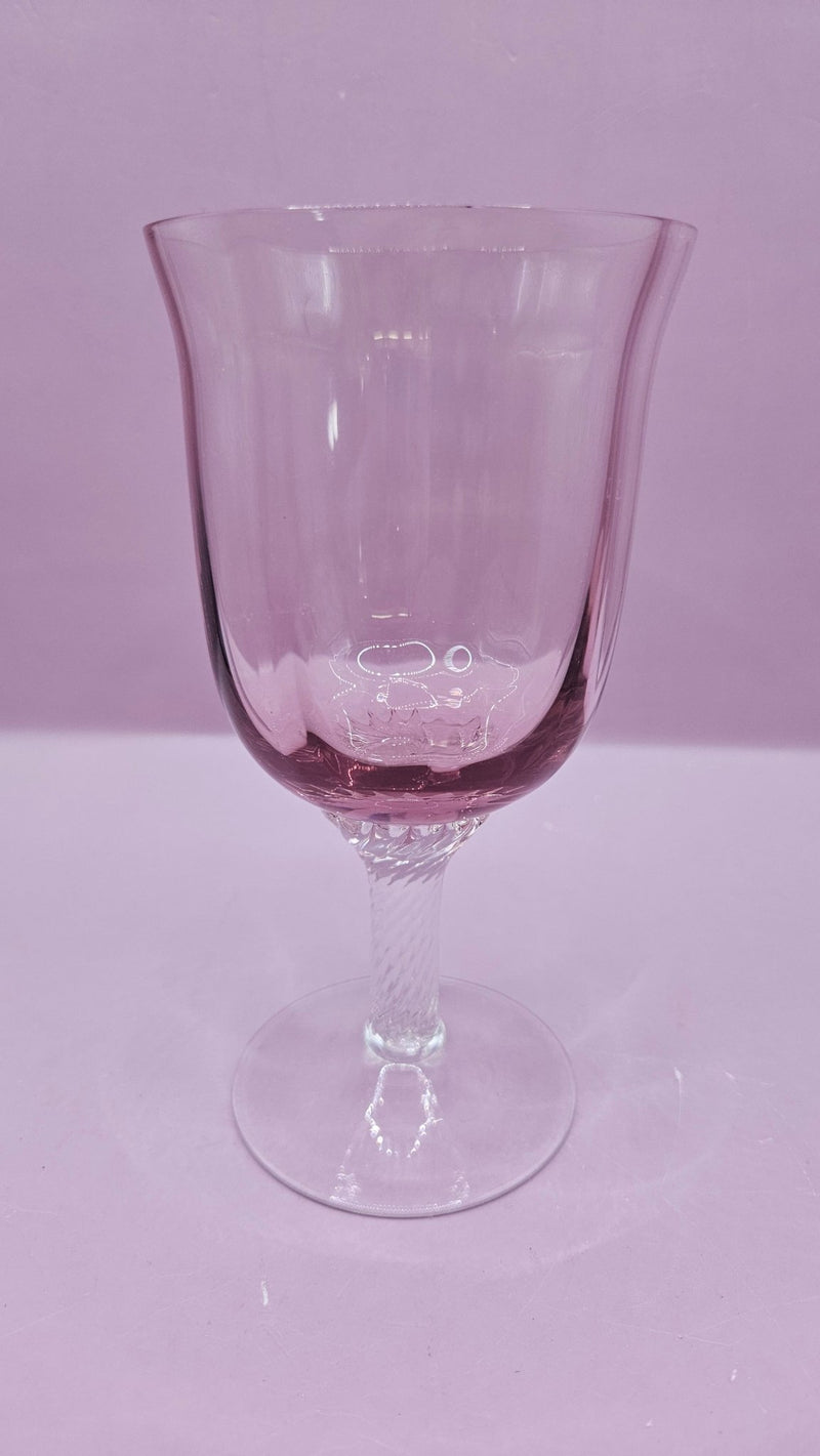 Gorham Reizart Crystal Goblet and Wine Glass - Rose Color, Elegant Design - DishesLoving Coastal Living