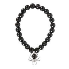 Gothic Spider Black Obsidian Beaded Bracelet - Something Different Wholesale