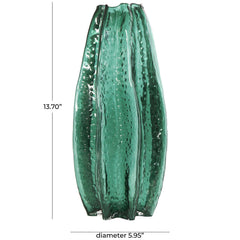 Green Glass Bubble Textured Vase - VasesUmainc