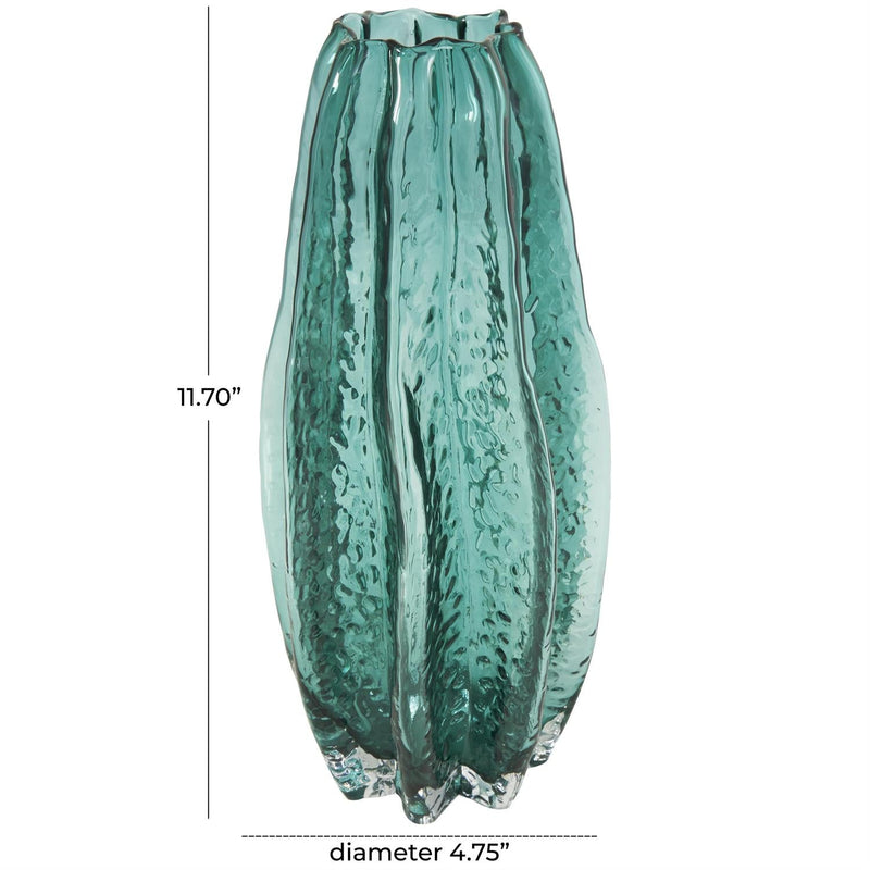 Green Glass Bubble Textured Vase - VasesUmainc