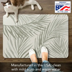 Grey Palm Fronds 30” x 20” Vinyl Comfort Floor Mat - CounterArt/Highland Home/Thirstystone/CoasterStone