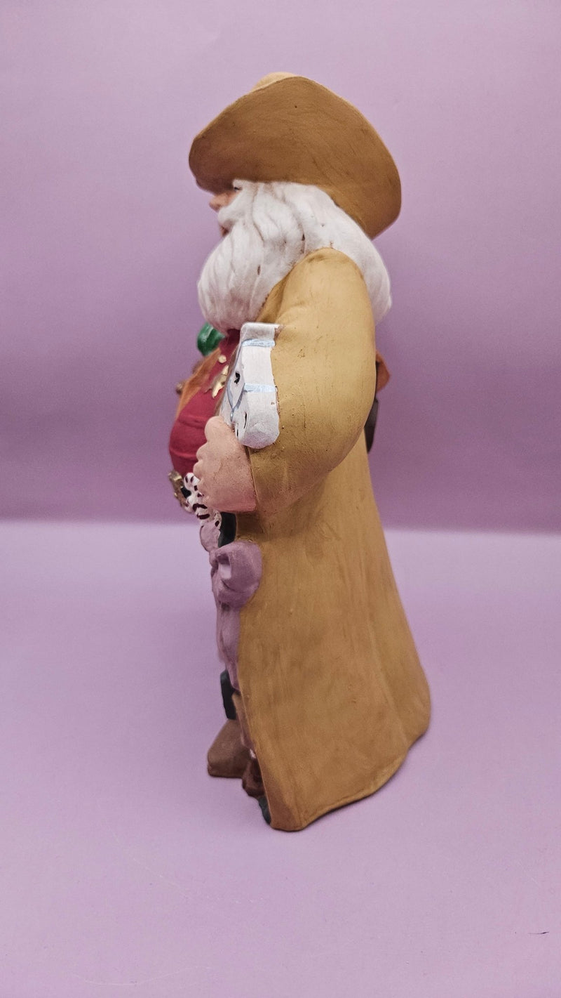 Hand - Painted Cowboy Santa Figurine - 9x6 Rustic Holiday Decor - Sculptures & StatuesJohnny Smith