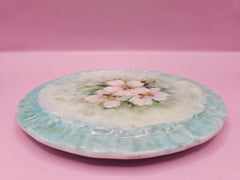 Hand - Painted Floral Ceramic Hot Plate – Vintage Trivet or Wall Decor, Yellow or Blue (6.2