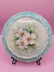 Hand - Painted Floral Ceramic Hot Plate – Vintage Trivet or Wall Decor, Yellow or Blue (6.2