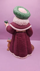 Hand - Painted Lavender Rose Santa Figurine - 10x6.5 Rustic Holiday Charm - Sculptures & StatuesJohnny Smith