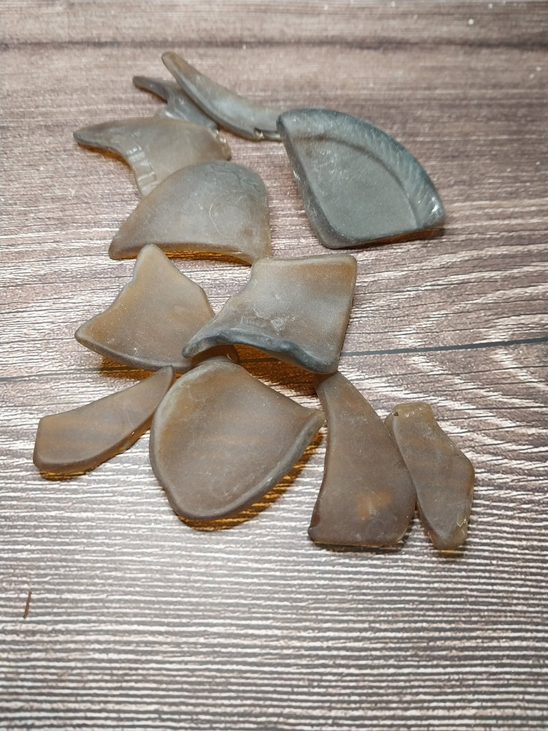 Hand Tumbled Seaglass Brown Colors of Frosted Dark Amber - SeaglassLoving Coastal Living