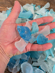 Hand Tumbled Seaglass Frosted Aqua Splash Mix - SeaglassLoving Coastal Living