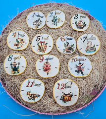 Traditional 12 Days of Christmas sand dollar ornaments