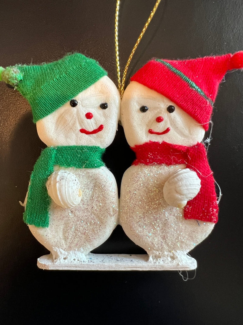 Handmade Sea Cookie Snowman Ornament - Twins - Sand DollarJeremey Ornaments