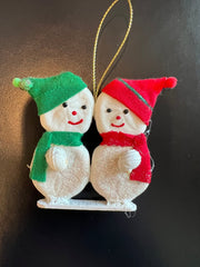 Handmade Sea Cookie Snowman Ornament - Twins - Sand DollarJeremey Ornaments