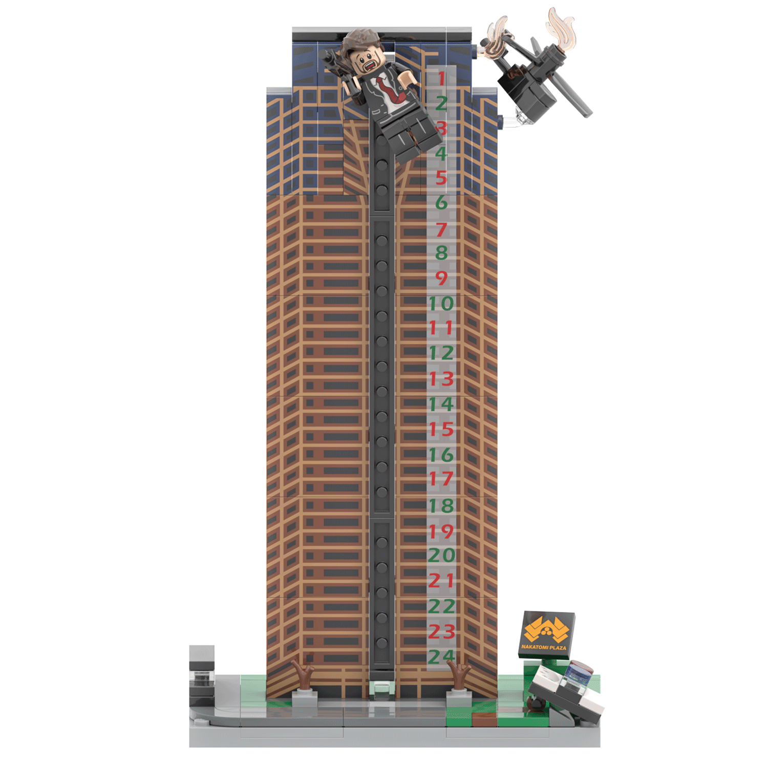Die Hard Advent Calendar - It's Not Christmas Until Hans Gruber Falls - Nakatomi Plaza - Custom Printed Building Set Made Using LEGO® Parts