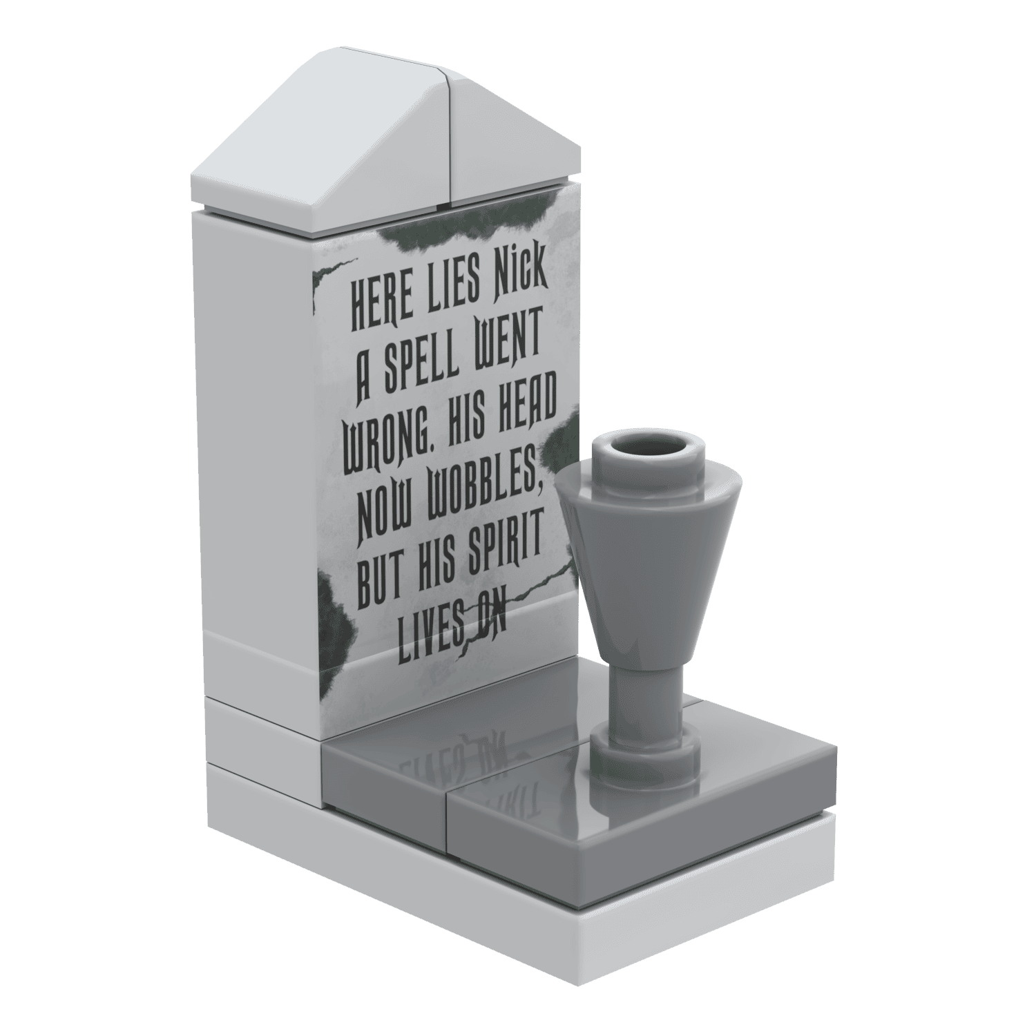 "Here Lies Nick" Tombstone - Halloween MOC - Custom Printed - Made Using LEGO® Parts