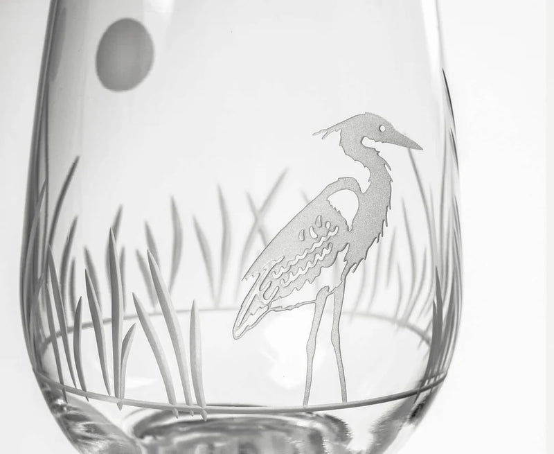 Heron Etched Glassware