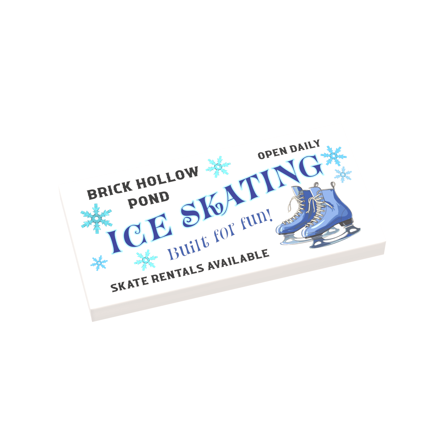 Ice Skating Sign - Winter Scene - Custom Printed 2x4 - Tile Made using LEGO® Parts