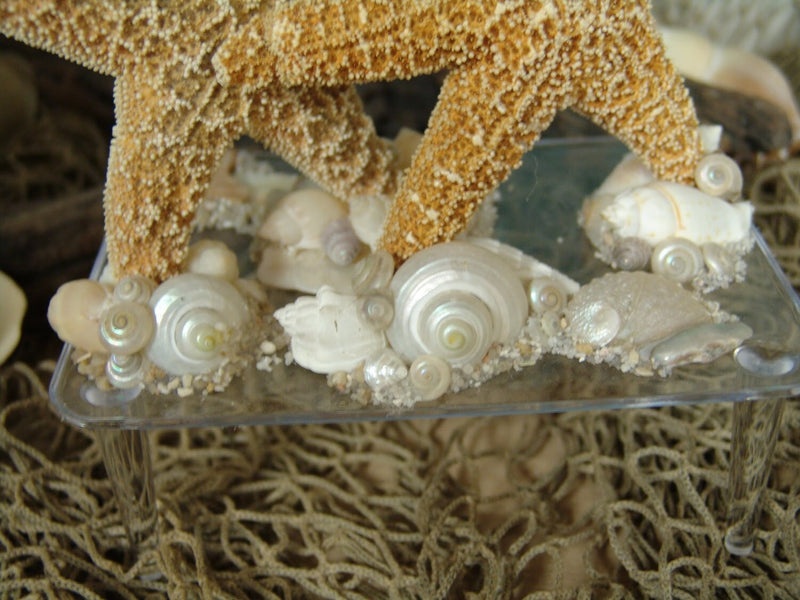 Coastal Beach Wedding Cake Topper Alternative Decoration Seashells Bride and Groom Starfish People Groom Top Hat Bow Tie Veil Bouquet Stand