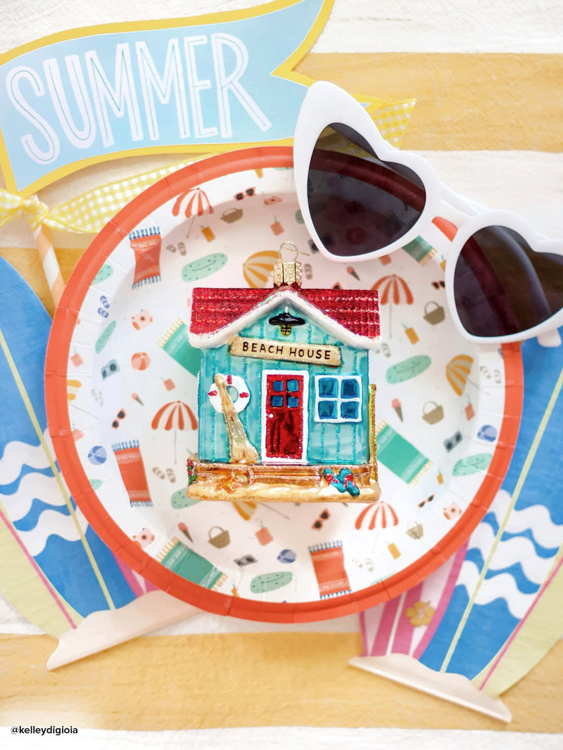 Beach House Glass Ornament