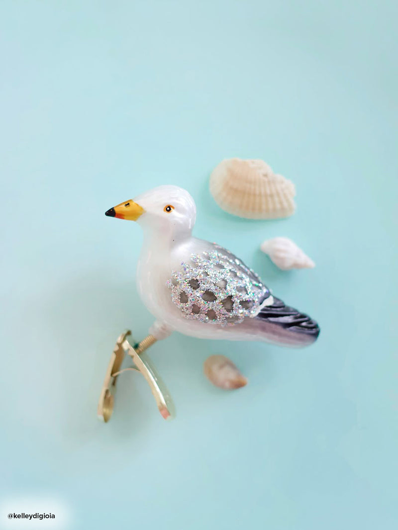 Sea Gull Clip-On Glass Ornament