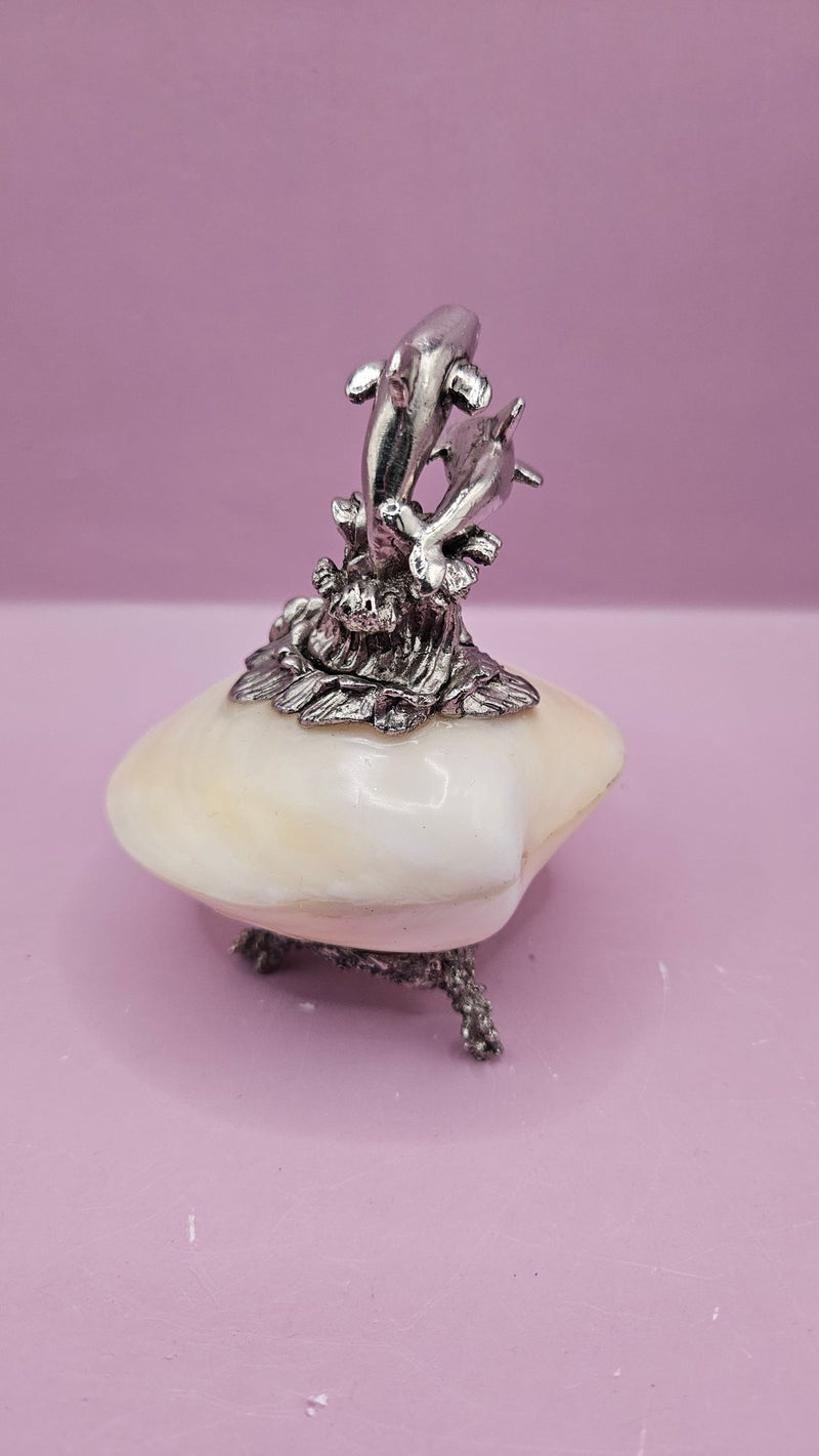 Ivory Clam with Pewter Dolphin - Accent DecorModern Coastal by Contrast Inc.