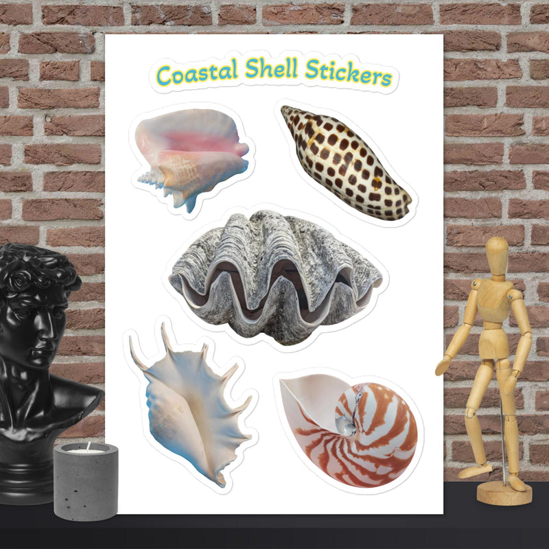 Coastal Shell Sticker Sheet | Nautilus Clam Conch Stickers | Loving ...