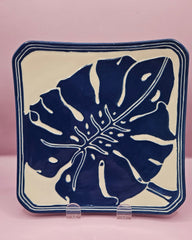 Lee Ceramics Blue & White Monstera Plate - 7.7