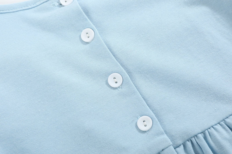 Light Blue Christmas Tree Smocked Knit Dress