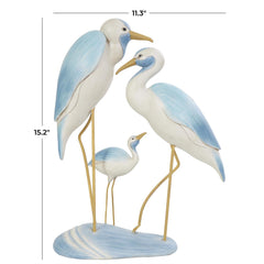 Light Blue Polystone Bird Family Decorative Sculpture - Sculptures & StatuesUmainc