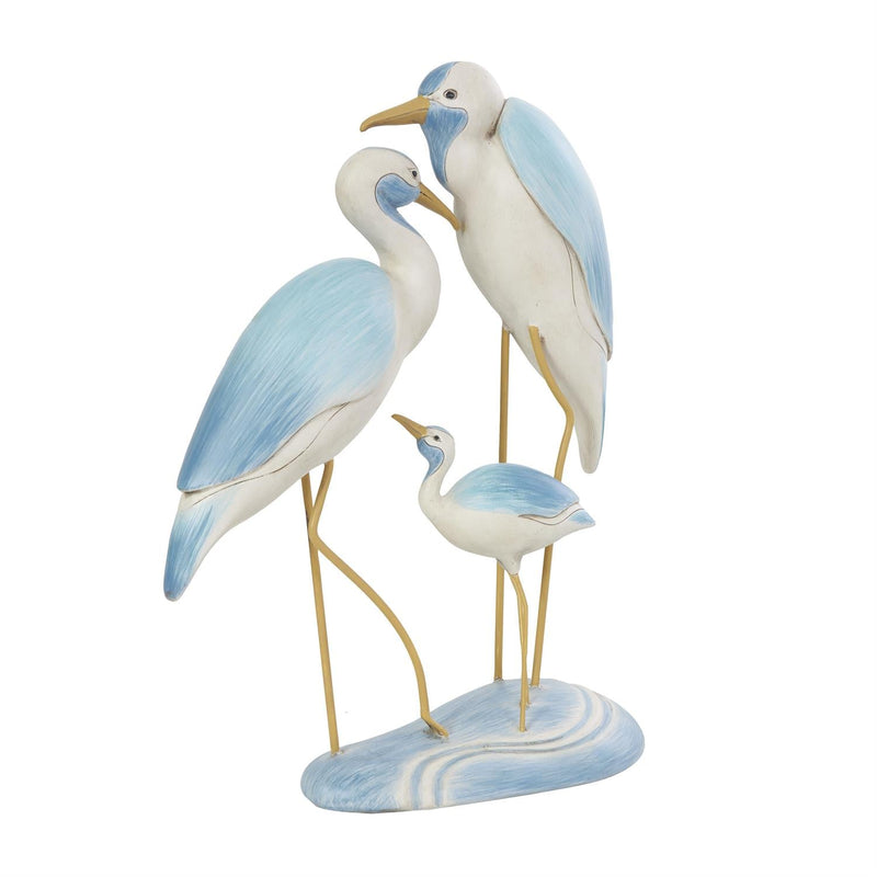 Light Blue Polystone Bird Family Decorative Sculpture - Sculptures & StatuesUmainc