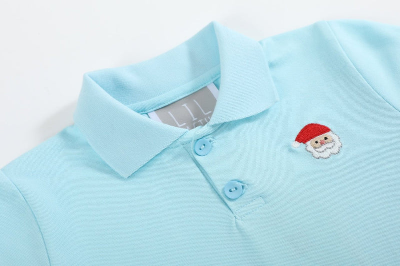 Light Blue Santa Polo Shirt – Sizes 3M-6Y