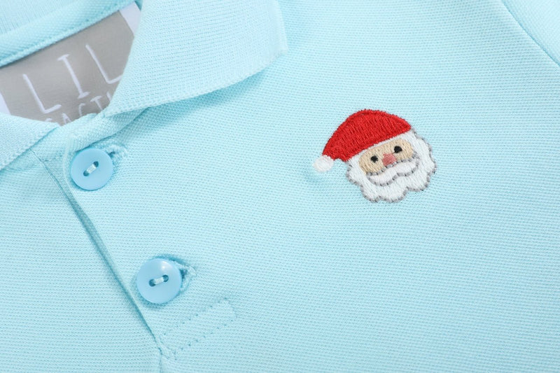 Light Blue Santa Polo Shirt – Sizes 3M-6Y