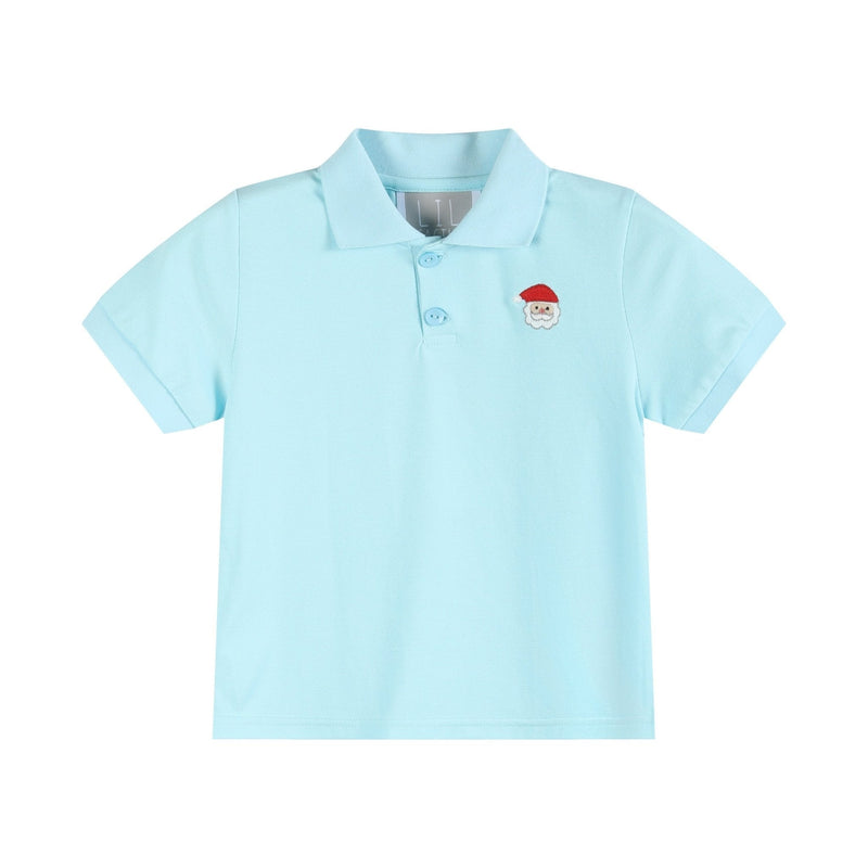 Light Blue Santa Polo Shirt – Sizes 3M-6Y