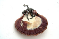 Lions Paw Scallop Shell Pewter Octopus - Modern Coastal by Contrast Inc.