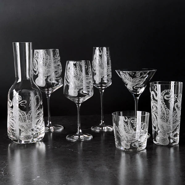 Lucy Octopus Etched Glassware - Kitchen AccessoriesCaskata