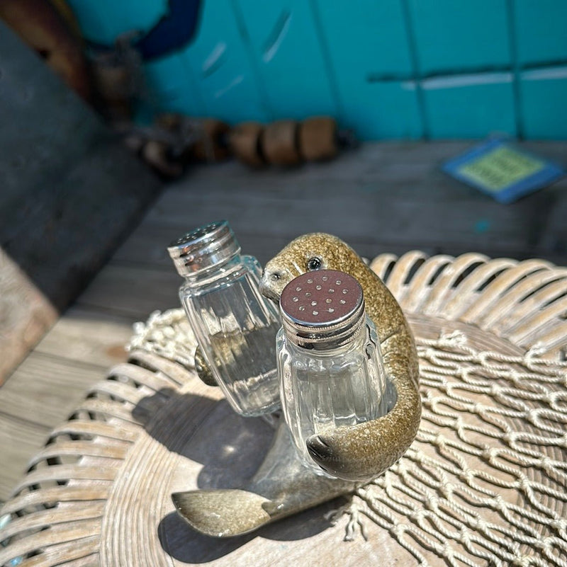 Manatee Salt & Pepper Shakers - holiday decorWorld Shells Imports