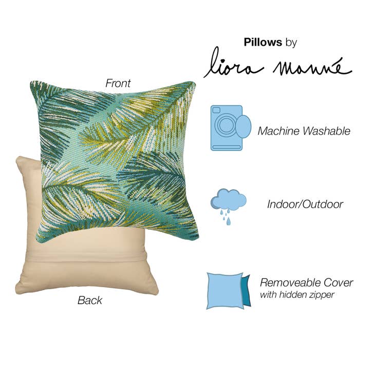 Marina Palm Border Indoor/Outdoor Pillow 18" x 18" - pillowLiora Manne