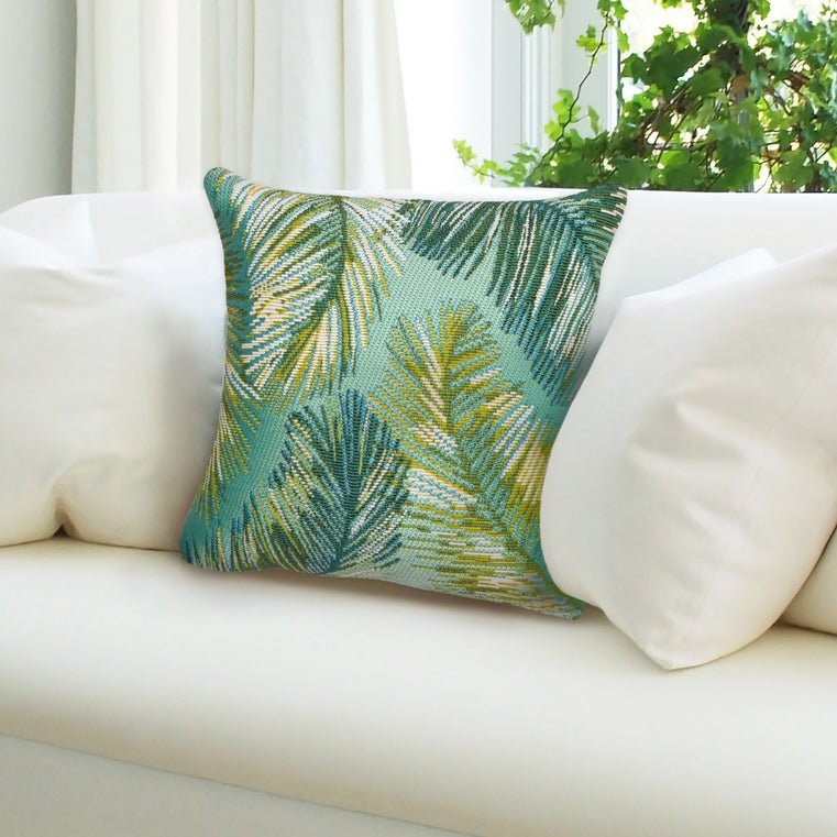 Marina Palm Border Indoor/Outdoor Pillow 18" x 18" - pillowLiora Manne