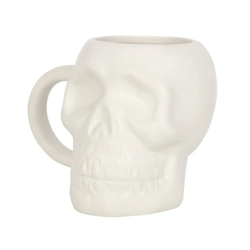Matte White Gothic Halloween Skull Mug - Something Different Wholesale