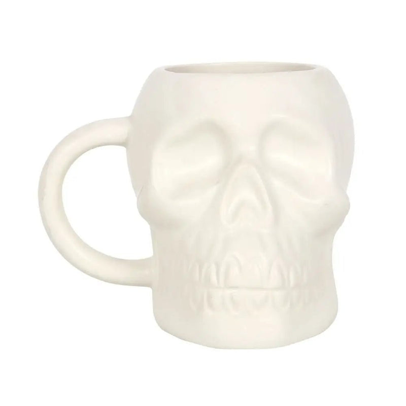 Matte White Gothic Halloween Skull Mug - Something Different Wholesale