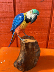 Medium Parrot On Stump - 3 Colors - Accent DecorWorld Shells Imports