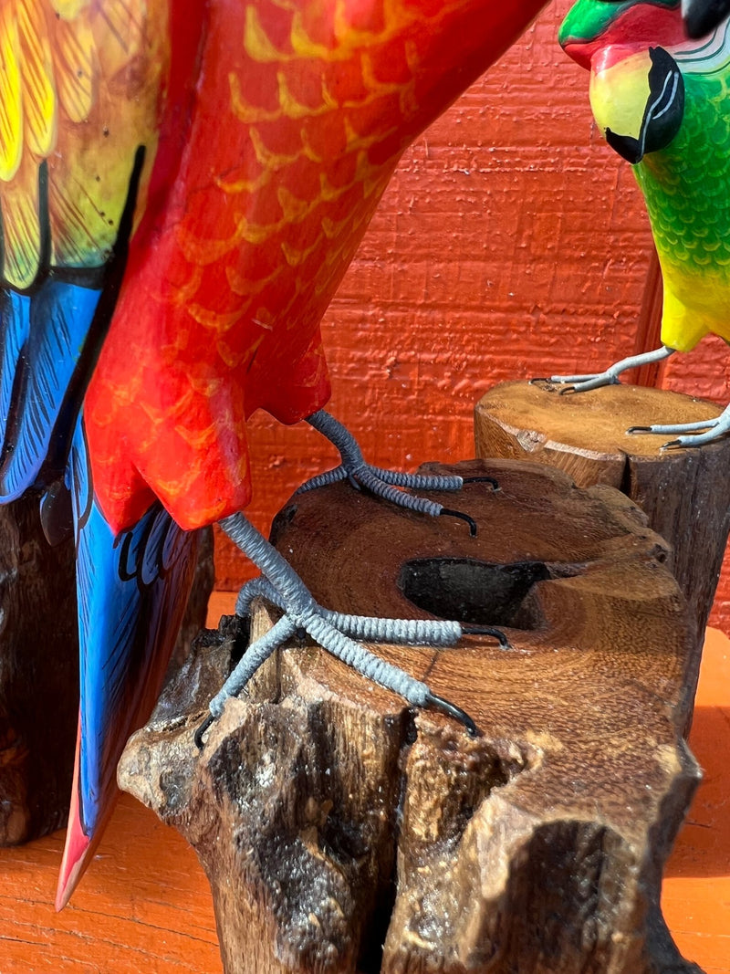 Medium Parrot On Stump - 3 Colors - Accent DecorWorld Shells Imports