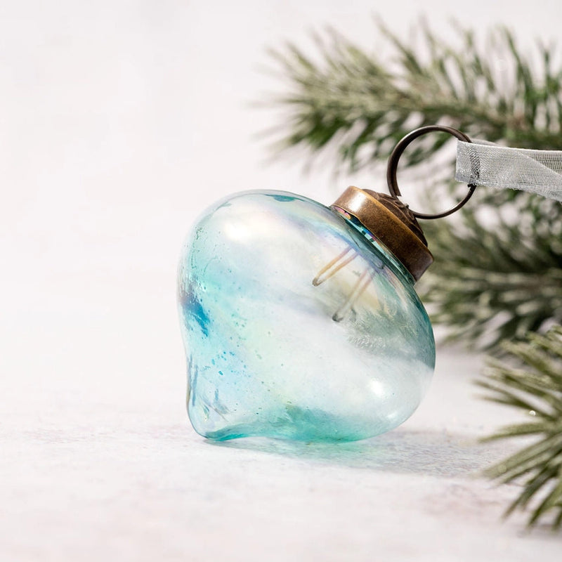 2" Medium Mint Luster Glass Lantern Christmas Ornament