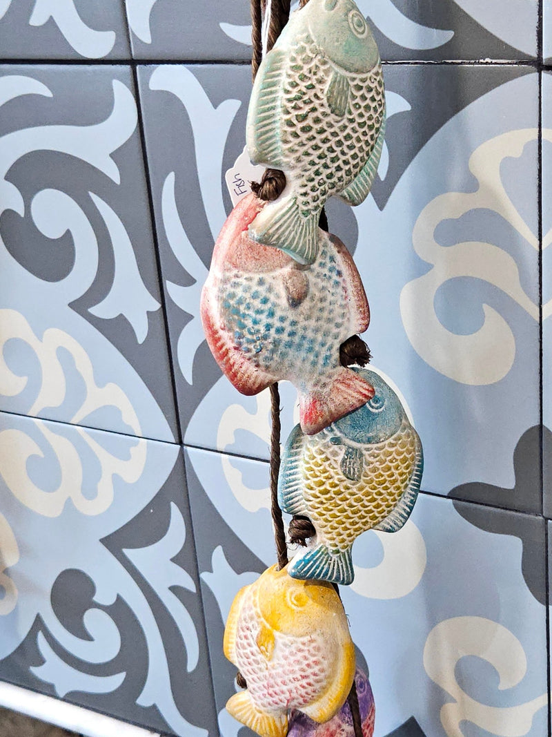 Multicolor Ceramic String Of Fish - Accent DecorLoving Coastal Living