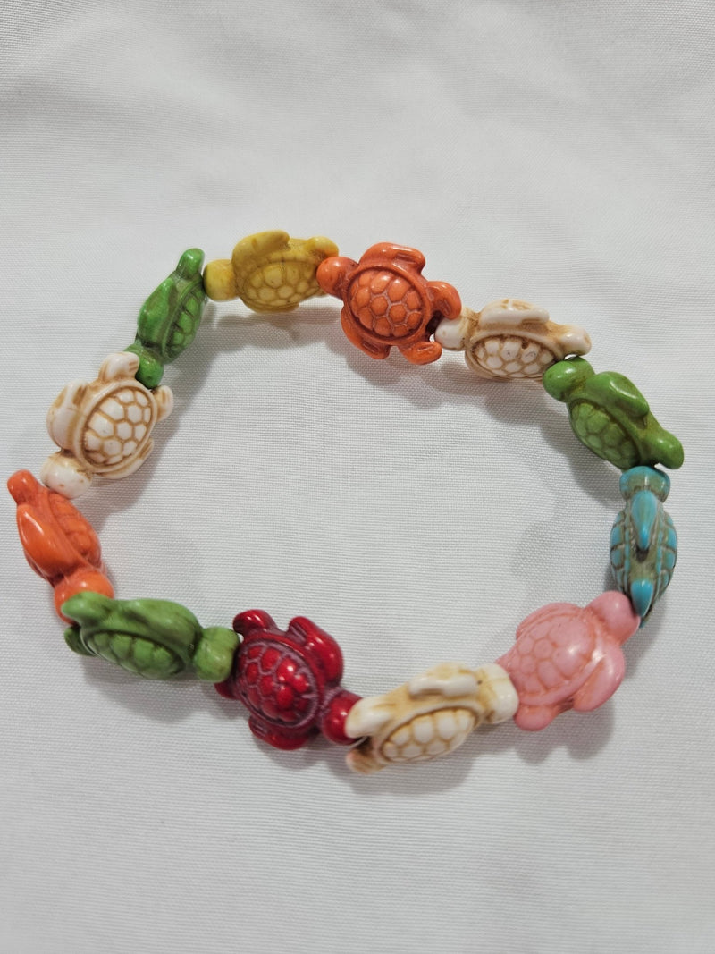 Multicolor Turtle Stretch Bracelet - JewelryWorld Shells Imports