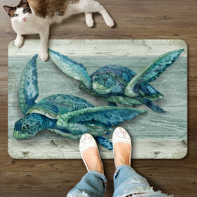 Northpoint Turtles Decorative Floor Mat – 30" x 20" Coastal Comfort Mat - CounterArt/Highland Home/Thirstystone/CoasterStone