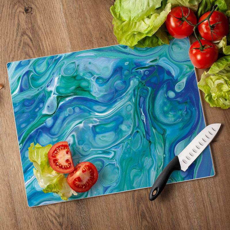 Ocean Vibe 15" x 12" Tempered Glass Cutting Board - CounterArt/Highland Home/Thirstystone/CoasterStone