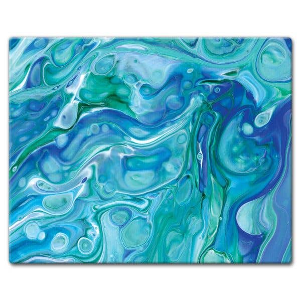 Ocean Vibe 15" x 12" Tempered Glass Cutting Board - CounterArt/Highland Home/Thirstystone/CoasterStone